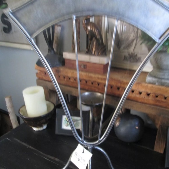 Vintage Bombay Gun Metal Silver Glass Fan Art Deci MOD Candle Holder - Picture 6 of 6